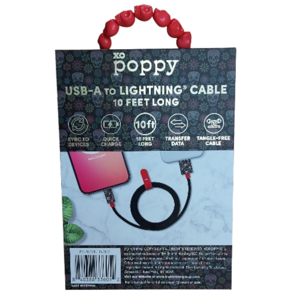 Power Bank And Power Cord Set XO Poppy Day Of The Dead Sugar Skull & Flowers NWT - Picture 7 of 7